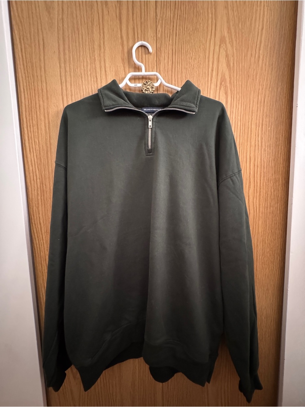Brandy Melville Dark Forest Green Quarter-Zip Sweater